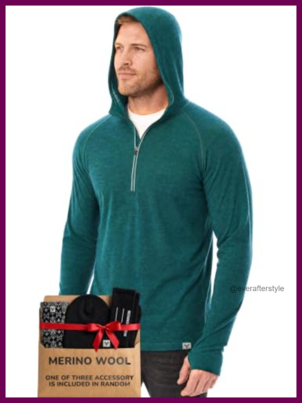 100% Merino Wool Hoodie Men Thermal Base Layer Long Sleeve Half Zip Sweatshirt
